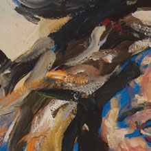 Tom Mallon: Portrait of Mona LaPierre-Stratos, Acrylic on Canvas - 16 x 20 inches - Eye and Hair